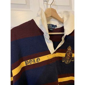 Vtg Polo Ralph Lauren Men’s Sz XL Striped Polo Rugby Shirt Heavy No‎ 8 Colorful